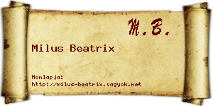 Milus Beatrix névjegykártya